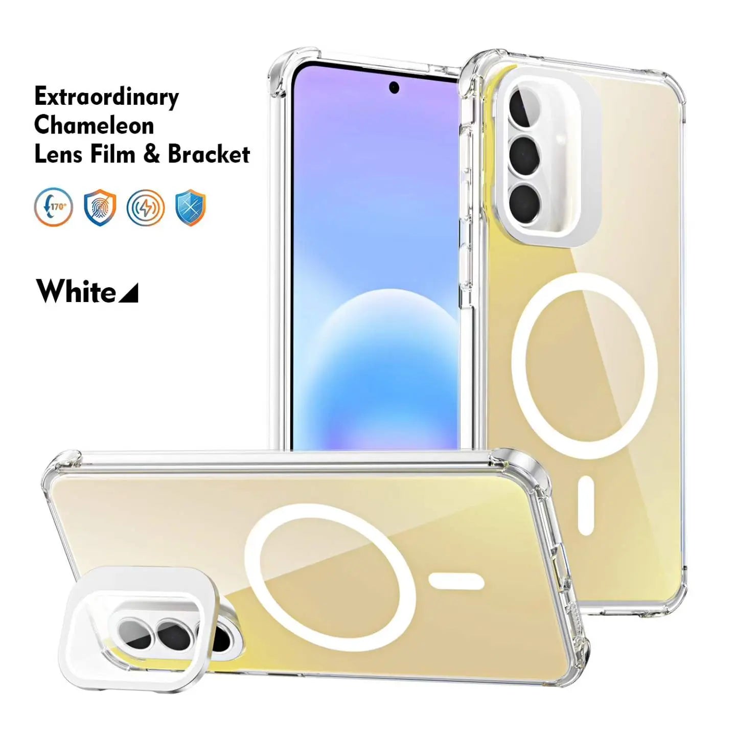 Samsung Extraordinary Chameleon Magnetic Case for S26 Ultra S25 S24 S23 Gradient Purple Pink Glitter Back, Magsafe Support, Built-In Camera Lens Film, 170 ° Drop Protection, Soft TPU Bumper, Accessories, Smartphone