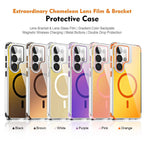 Samsung Extraordinary Chameleon Magnetic Case for S26 Ultra S25 S24 S23 Gradient Purple Pink Glitter Back, Magsafe Support, Built-In Camera Lens Film, 170 ° Drop Protection, Soft TPU Bumper, Accessories, Smartphone
