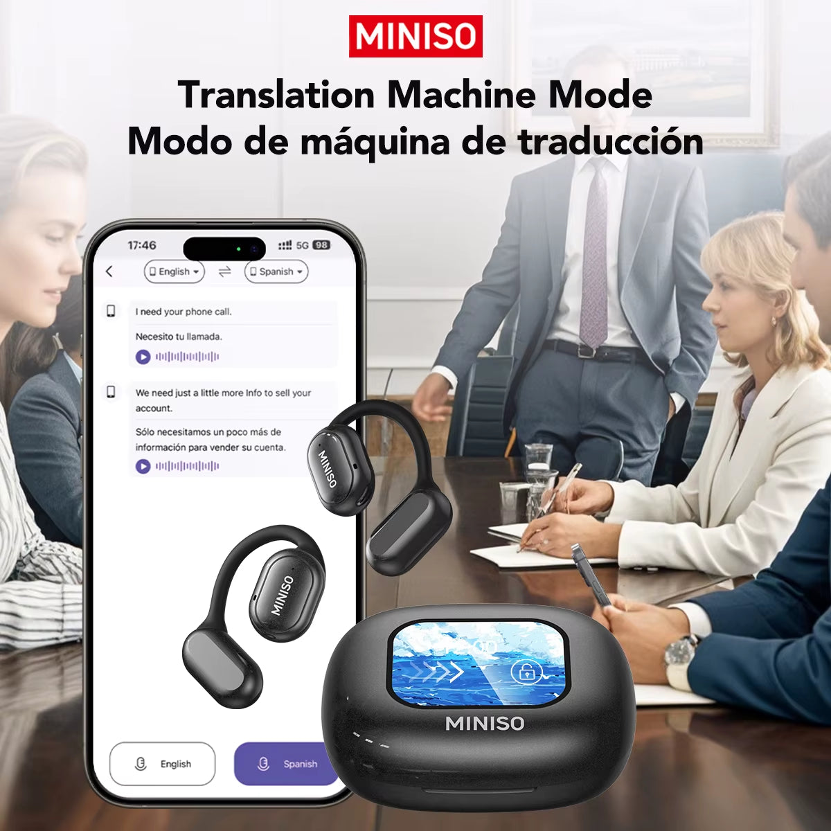 X30 Wireless Headphones Bluetooth Translation Earbuds Chat Headset Office Travel,Real-Time Translate Equalizer APP
