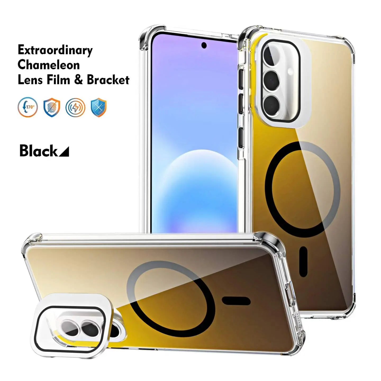 Samsung Extraordinary Chameleon Magnetic Case for S26 Ultra S25 S24 S23 Gradient Purple Pink Glitter Back, Magsafe Support, Built-In Camera Lens Film, 170 ° Drop Protection, Soft TPU Bumper, Accessories, Smartphone